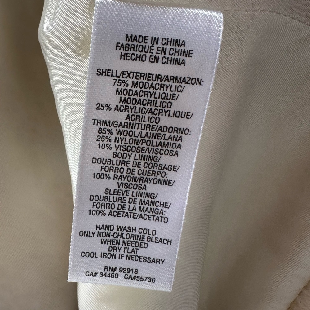 Juicy Couture Rare Cream Faux Fur Jacket With Leather Petite Excellent Condition - Picture 11 of 13